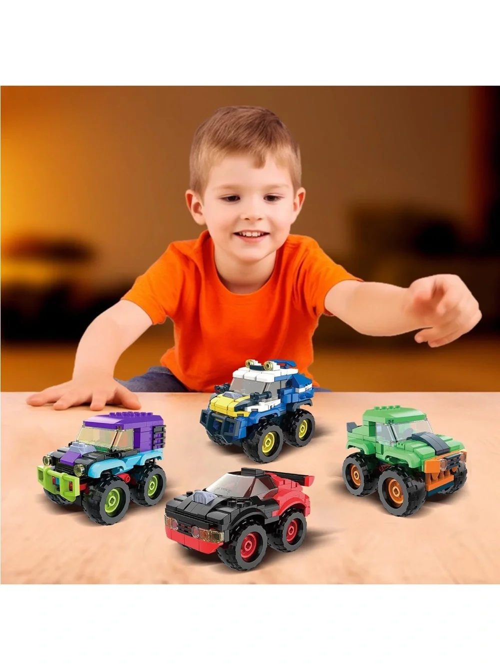 4 Pack Monster Truck Micro Brick Building Blocks Set New in Box